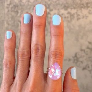 Pastel Purple Lavender Pear + Silver Crystal Statement Ring